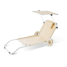 Deuba Casaria Lettino Prendisole Kreta in Alluminio Tetto Sdraia Pieghevole trasportabile 150x52 cm Beige