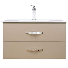 Shop Chic Mobile Bagno Parakit Finitura Legno Beige con Maniglie Cromo lavabo Rettangolare