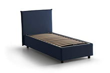 Talamo Italia Letto contenitore Singolo Anna, Made in Italy, Letto con rivestimento in tessuto, Apertura laterale, adatto per materasso cm 80x190, Blu