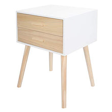 Comodino da Tavolo in Legno con 2 Cassetti Moderno Tavolo Notturno in Legno Comodino per La Casa