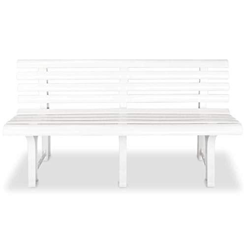 Xingshuoonline - Panchina da giardino in plastica resistente, 145,5 x 49 x 74 cm, colore: Bianco