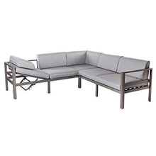 LOLAhome Divano da giardino angolare con modulo reclinabile grigio alluminio da 226 x 226 x 65 cm