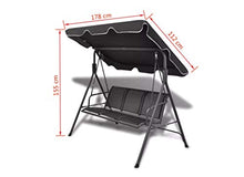 Dondolo da giardino a 3 posti, poltrona da giardino con parasole, sedia oscillante da esterno per giardino, cortile, terrazza, hotel, piscina