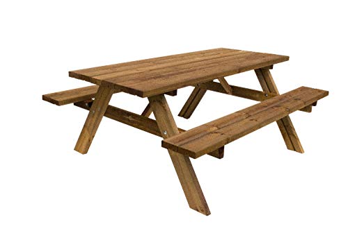 Salone Negozio Online Tavolo con PANCHE Picnic Legno IMPREGNATO 177X154X74H