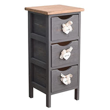 Rebecca Mobili Comodino grigio, cassettiera montata, 3 cassetti, stile shabby, per camera bagno, legno di paulownia - Misure: 56 x 25 x 25 cm (HxLxP) - Art. RE4559