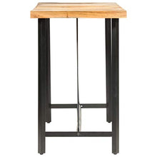 Goliraya Set da Bar 9 pz Industriale in Legno Massello di Acacia e Vera Pelle,Set Tavolo e 8 Sgabelli da Bar,Tavolo e Sedie da Bar Vintage Industriale,Tavolo e Sedie da Bar Alti