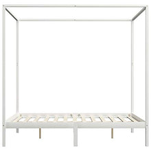 Lasamot Struttura Letto in Legno di Pino con 4 cassetti, Struttura a baldacchino per zanzariera, Staffa per Montante, Adatta per Materasso 160x200 cm (Materasso Non Incluso), Bianca