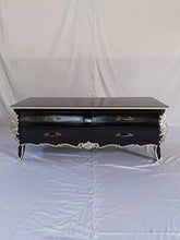 Rokoko - Cassettiera in stile antico Louises, stile barocco, colore: nero con argento n. 26, larghezza 125 cm