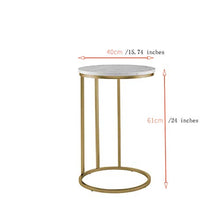 Yyqx Comodino Tavolino da Salotto Moderno Rotondo Rotondo for Salotto Tavolino da Salotto in Finto Marmo Bianco Oro Finto Comodini Letto