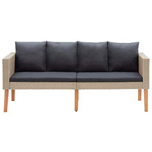 vidaXL Divano da Giardino a 2 Posti con Cuscini Sofà Dormeuse Chaise Longue Poltrona Divanetto Canapè Arredo Salotto Esterno in Polyrattan Beige