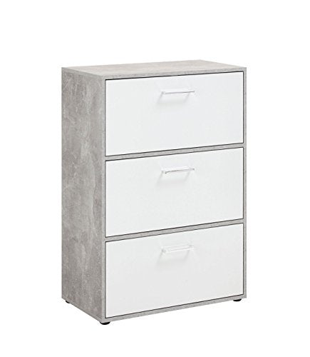 FMD möbel Dama A1 Cassettiera, 69X38X99 H cm, Grigio, Bianco, Nobilitato