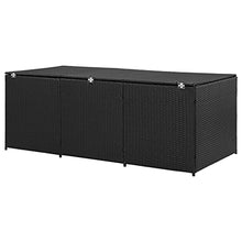VidaXL - Scatola portaoggetti da giardino in resina intrecciata, 180 x 90 x 75 cm, colore: Nero