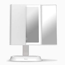 Fancii Specchio per Trucco con Luce LED, Specchio Ingranditore 1X 5X 7X - Luci LED Naturali a Intensità Regolabile e Touchscreen, Specchio Cosmetico Illuminato da Tavolo, Sora (Bianco)