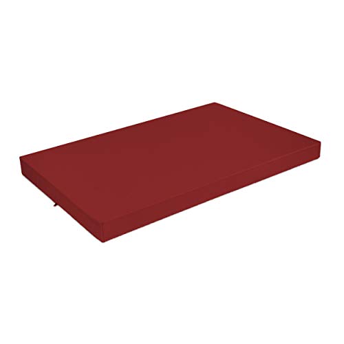 SuperKissen24. Materasso Cuscino per Bancale Divano Pallet 120x80 cm Seduta Impermeabile e Comodo per Divanetti da Esterno - Rosso Scuro