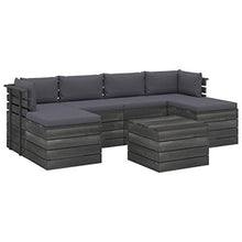 FAMIROSA Set Divani da Giardino su Pallet 7 pz con Cuscini Massello Pino-1971
