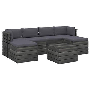 vidaXL Set Divani da Giardino su Pallet 7 pz con Cuscini Massello Pino