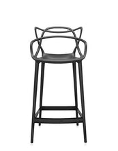 Kartell Masters Stool Sgabello, Tecnopolimero termoplastico Riciclato con Carica Minerale e Trattamento Soft-Touch, Nero, H. 65
