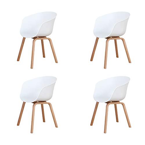 Uderkiny Set di 4 sedie in Stile Nordico, Sedia da Pranzo in Stile Medievale con braccioli e Gambe in Metallo, Adatta per Soggiorno, Cucina e Ufficio, Dimensioni: 78 * 55 * 48 cm (Bianco-4)