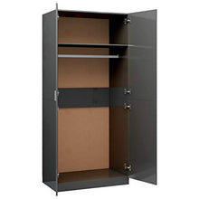 Tidyard Armadio Grigio Lucido 80x52x180 cm in Truciolato,con Un Compartimento Alto e Un'asta all'Interno