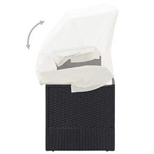 FAMIROSA Divano da Giardino con Tettoia in Polyrattan Nero
