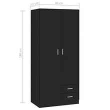Cikonielf - Guardaroba con 2 ante e 2 cassetti per camera da letto, 80 x 52 x 180 cm, colore: nero lucido
