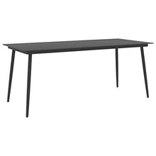 FAMIROSA Tavolo da Giardino Nero 190x90x74 cm in Acciaio e Vetro-3116