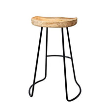 CSQ Sedia da Banco in Legno Massello, Gamba in Ferro + Sedile Rotondo Curvo Sedia da Bar retrò Cucina di Casa Ristorante Sgabello per La Colazione(Size:45CM,Color:Un)