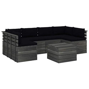 vidaXL Set Divani da Giardino su Pallet 7 pz con Cuscini Massello Pino