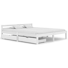 Lasamot Struttura Letto in Legno massello di Pino Bianco, giroletto per Camera da Letto Famiglia Pratico giroletto in Stile Moderno 206 x 186 x 60 cm (Lunghezza x Larghezza x Altezza) con 2 cassetti