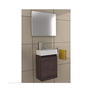 Mobiletto Bagno Set di mobili 40 x 22 cm in Alamo in Legno di Rovere, lavabo in ghisa Minerale per Piccoli Ospiti Bad von Alpi Berger