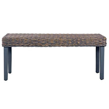 Lechnical Pratica Panca da Interni, Panca in Legno massello di Mango Rattan 110 x 35 x 45 cm (Larghezza x profondità x Altezza) -Grigio