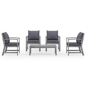 FAMIROSA Set Divani da Giardino 5 pz con Cuscini in Legno Acacia Grigio-7785