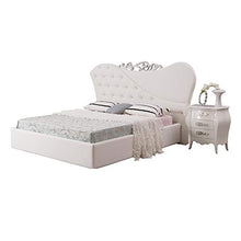 iperbriko Letto Matrimoniale Barocco in Ecopelle Bianca con Contenitore 215x220xh.140 cm