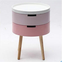 Comodino,Tavolino Laterale Tavolino Didascalico D'estremità Rustico, Comodino Tavolino da Tavola Rotonda con Tavola Rotonda con 2 Deposito per Soggiorno, Camera da Letto (Color : Pink)