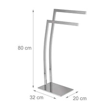 Relaxdays Porta Asciugamani WIMEDO, 80x32x20 cm ca., 2 Aste, Base Rettangolare, Decorazione, Acciaio Inox, Argento