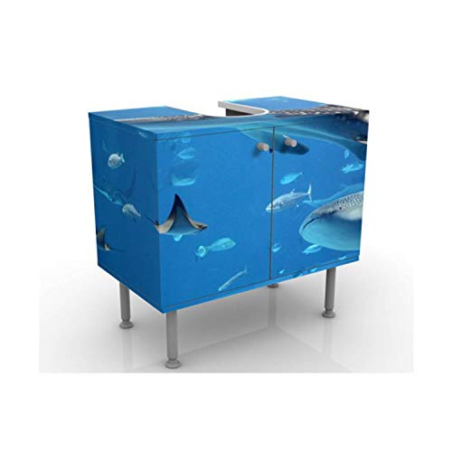 Mobile per lavabo design Fish In The Sea 60x55x35cm, basso, Larghezza: 60cm, regolabile, mobiletto da lavandino, lavandino, mobiletto da lavabo, lavabo, mobiletto, bagno, bagnetto, mobile da bagno