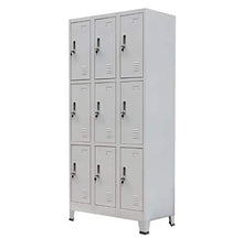 Armadio Armadio in metallo, armadio con 9 scomparti per guardaroba, grigio 90 x 45 x 180 cm
