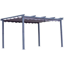 [Aggiornato] Pergola in Alluminio con Tetto a Scomparsa, Padiglione dal Design Elegante, Gazebo con Tessuto in Poliestere Impermeabile e Resistente ai Raggi UV, Uso Esterno (3 x 4, Grigio)