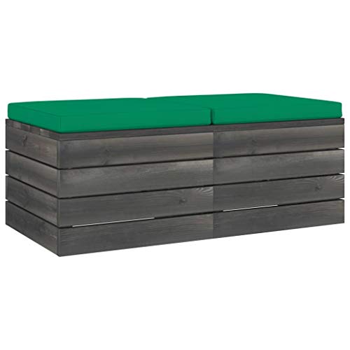 vidaXL Pouf da Giardino su Pallet 2 pz con Cuscini in Massello di Pino