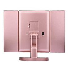 AYYEBO Specchio for Trucco, 1/2/3 / 10X Ingrandimento Retroilluminato Luci a LED Illuminazione Tri-Fold Specchio Cosmetico HD Touch Screen - Oro Rosa