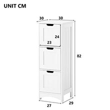 Badezimmerschrank, schmaler Badschrank mit 3 Schubladen, Beistellschrank, Kommode, Wohnzimmer, Küche, freistehend, weiÃμ, 30x30x82cm