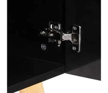 GOTOTOP Credenza Nera 160 x 40 x 70 cm Credenza Cucina Legno con 2 Cassetti e 2 Scomparti Portaoggetti,MDF lucido + gambe in legno