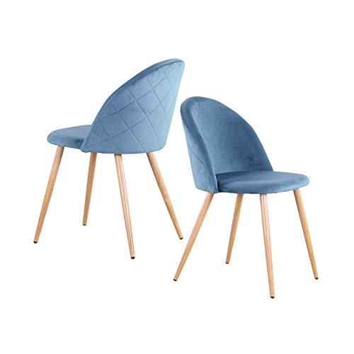 Uderkiny Set di 2/4/6 sedie Sedia da Pranzo in Velluto con Schienale, Adatto per Cucina Soggiorno Sala da Pranzo Camera da Letto, ECC (Blu-2)