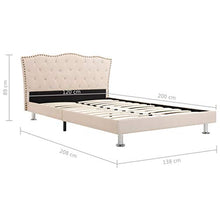 Tidyard Letto con Materasso Singolo in Tessuto Beige con Doghe 120x200 cm,Letto in Tessuto,Letto con Doghe,Letto Singolo in Tessuto,Letto Una Piazza e Mezza 120x200 cm
