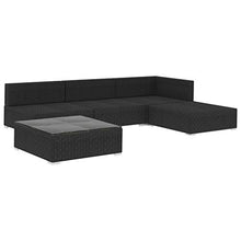 SKM Set Divani da Giardino 5 pz con Cuscini in Polyrattan Nero (43.8kg)