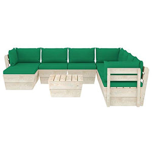 FAMIROSA Set Divani da Giardino su Pallet 9 pz con Cuscini Legno Abete-3665