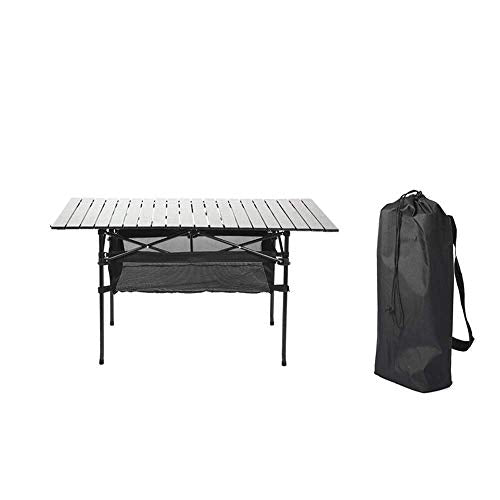 FGDSA Tavolo Pieghevole - Tavolo da Viaggio con Cesto portaoggetti Stile Amaca e Borsa per Il Trasporto - Tavolo Pieghevole (Barbecue)