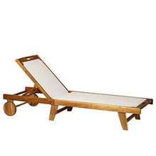 Outsunny Sdraio da Giardino con Schienale Regolabile con Ruote Balcone in Legno di Acacia 198x60x88/80/69/45cm