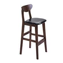 XEWNEGTZI Sgabelli da Bar Sedie da Bar retrò in Legno Massello, con Sedile E Schienale in PU, per Cucina, Pub, Caffetteria, Patio, Pranzo, Sgabello Alto, Carico 200Kg (6 Colori, 63cm)(Color:Nero)