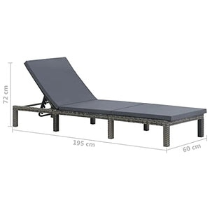 vidaXL Lettino Prendisole con Cuscino Regolabile Robusto Elegante Sdraio Relax Spiaggia Giardino Telaio in Acciaio Antracite in Polyrattan